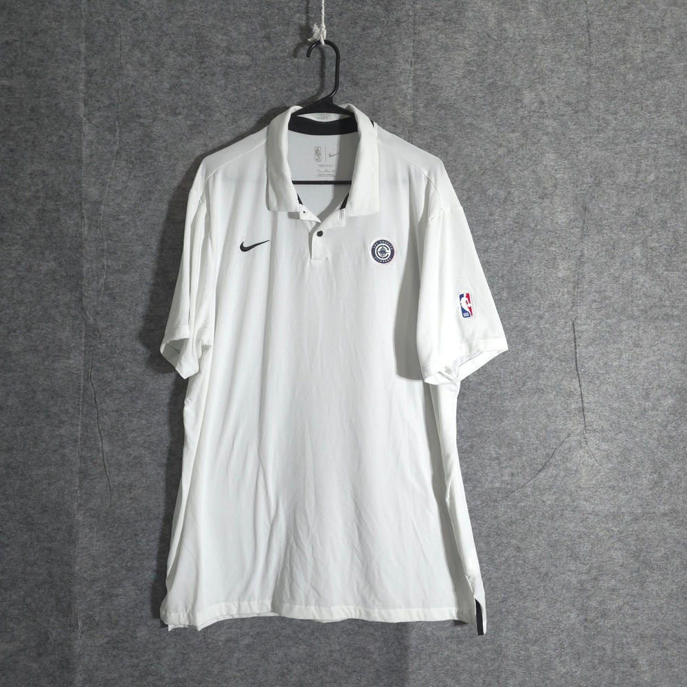 Los Angeles Clippers Nike Dri-FIT NBA Polo Shirt Mens XL White Logo Sports Solid